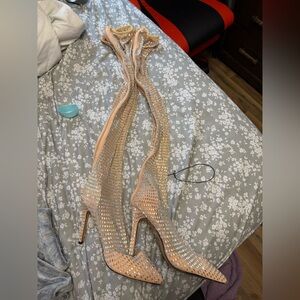 Fashion Nova Sparkling Thigh-High Stiletto Boots